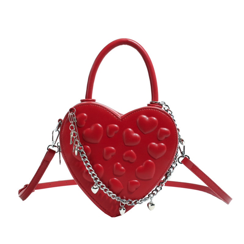 Spiked Heart Crossbody Bag With Chain - ERed - 1