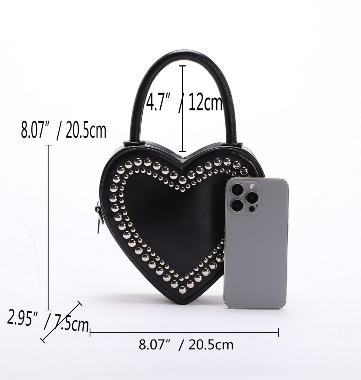 Spiked Heart Crossbody Bag With Chain - ERed - 2