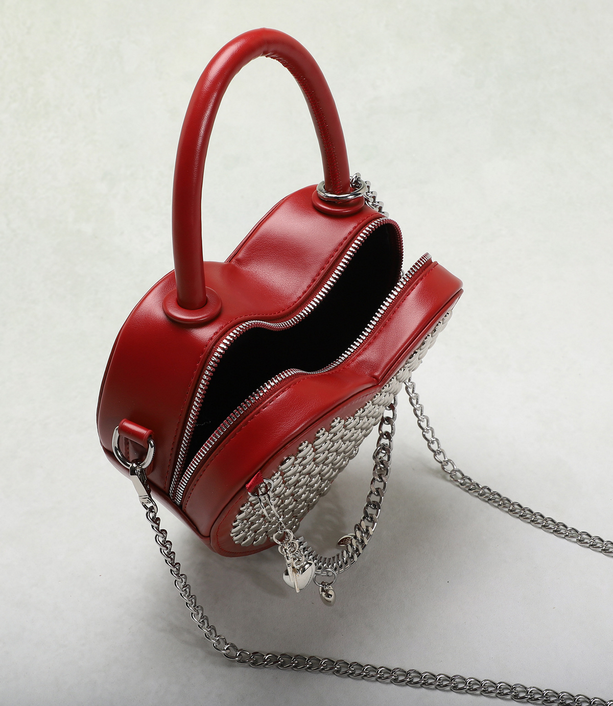 Spiked Heart Crossbody Bag With Chain - ERed - 4