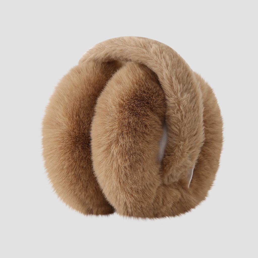 Foldable Plush Ear Warmers For Winter - Coffee
