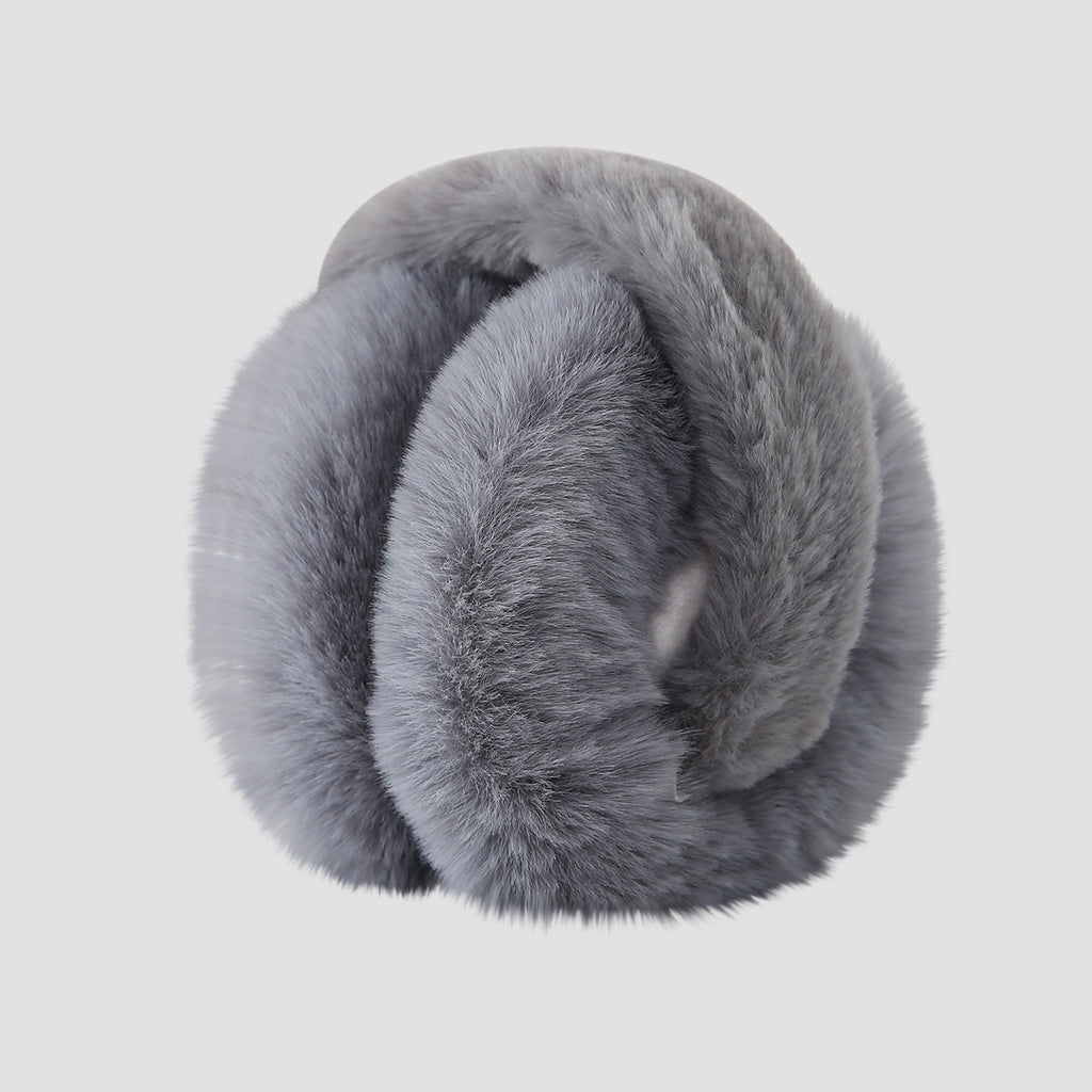 Foldable Plush Ear Warmers For Winter - Grey