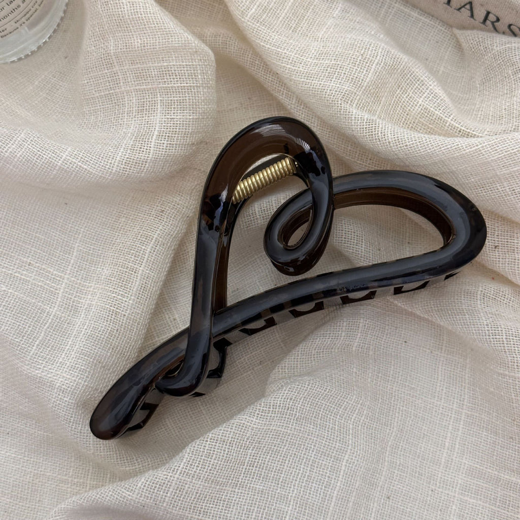 Open Heart Loop Hair Claw Clip - Grey