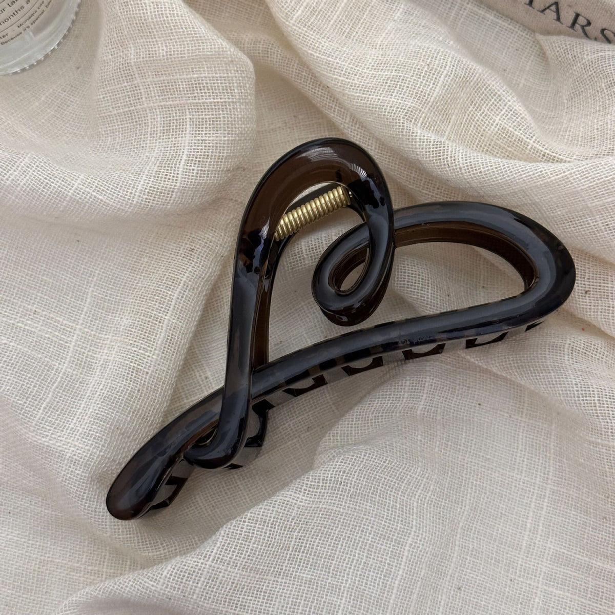 Open Heart Loop Hair Claw Clip - Grey