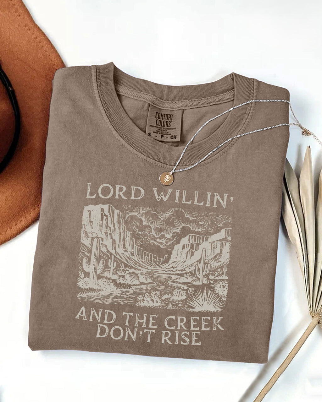 Canyon Scene Western Graphic Cotton Tee - Coffee