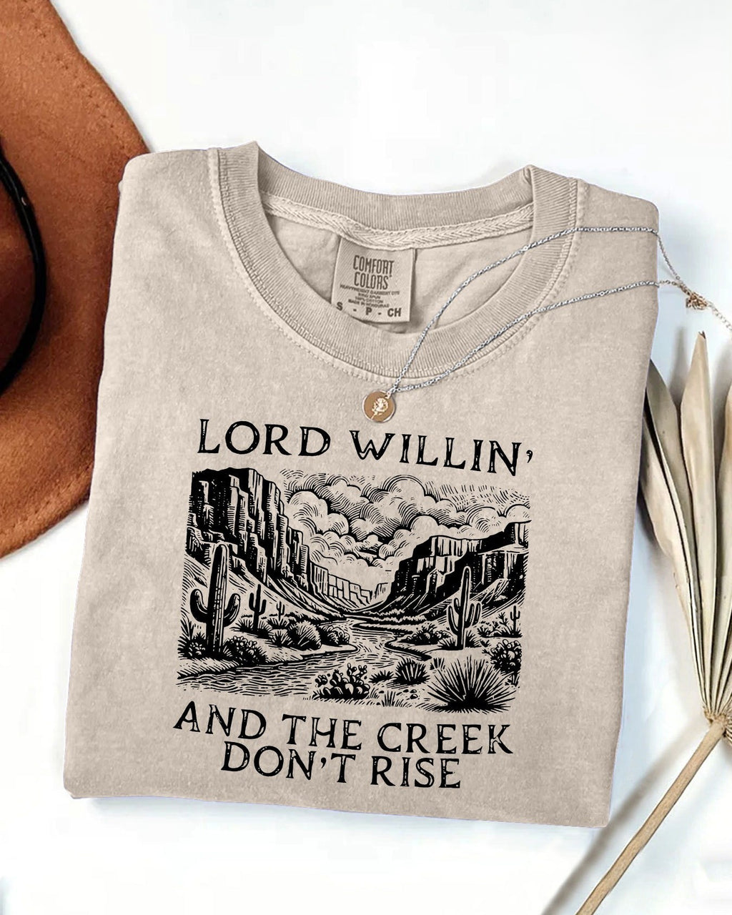 Canyon Scene Western Graphic Cotton Tee - Khaki