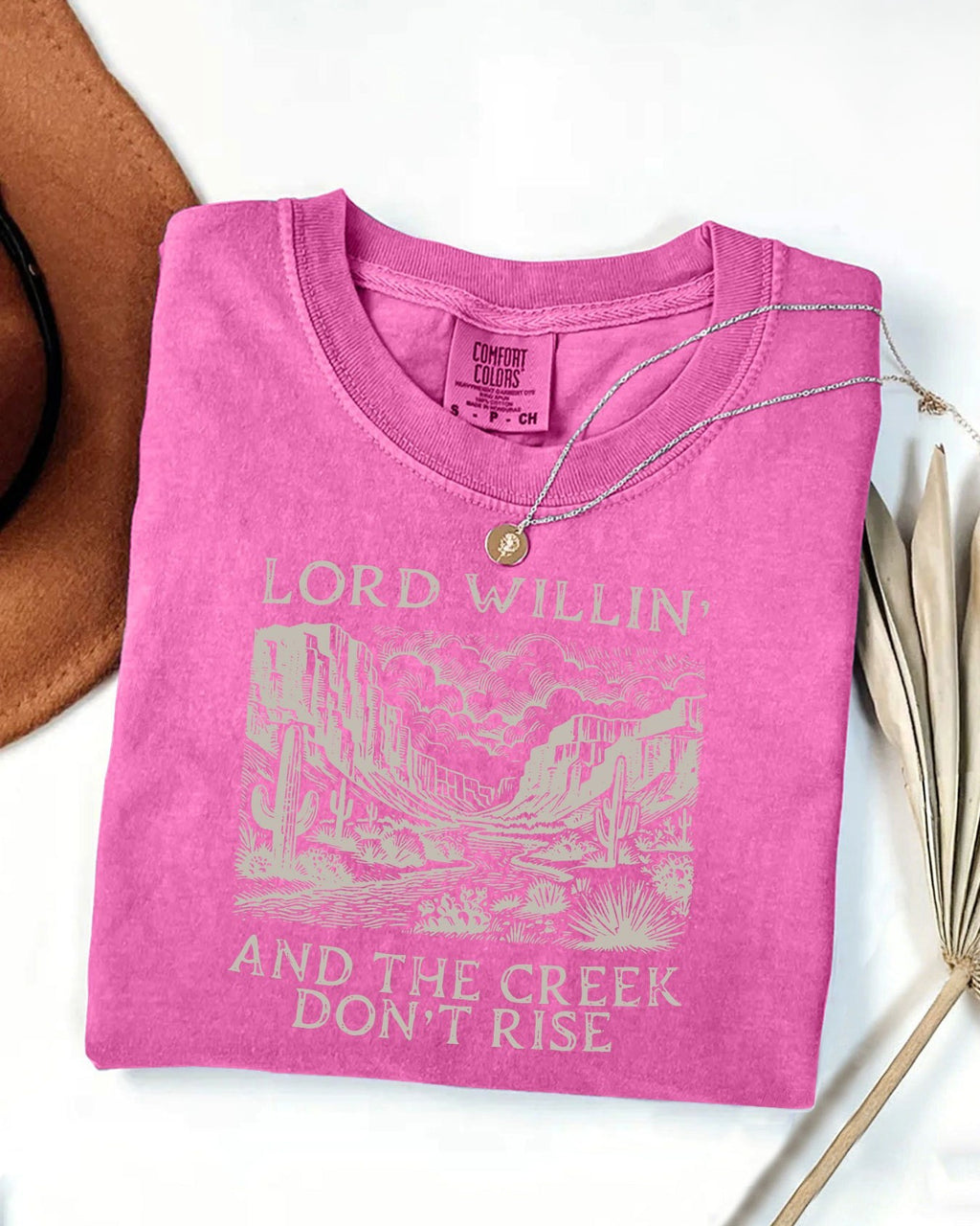 Canyon Scene Western Graphic Cotton Tee - Rose-Red