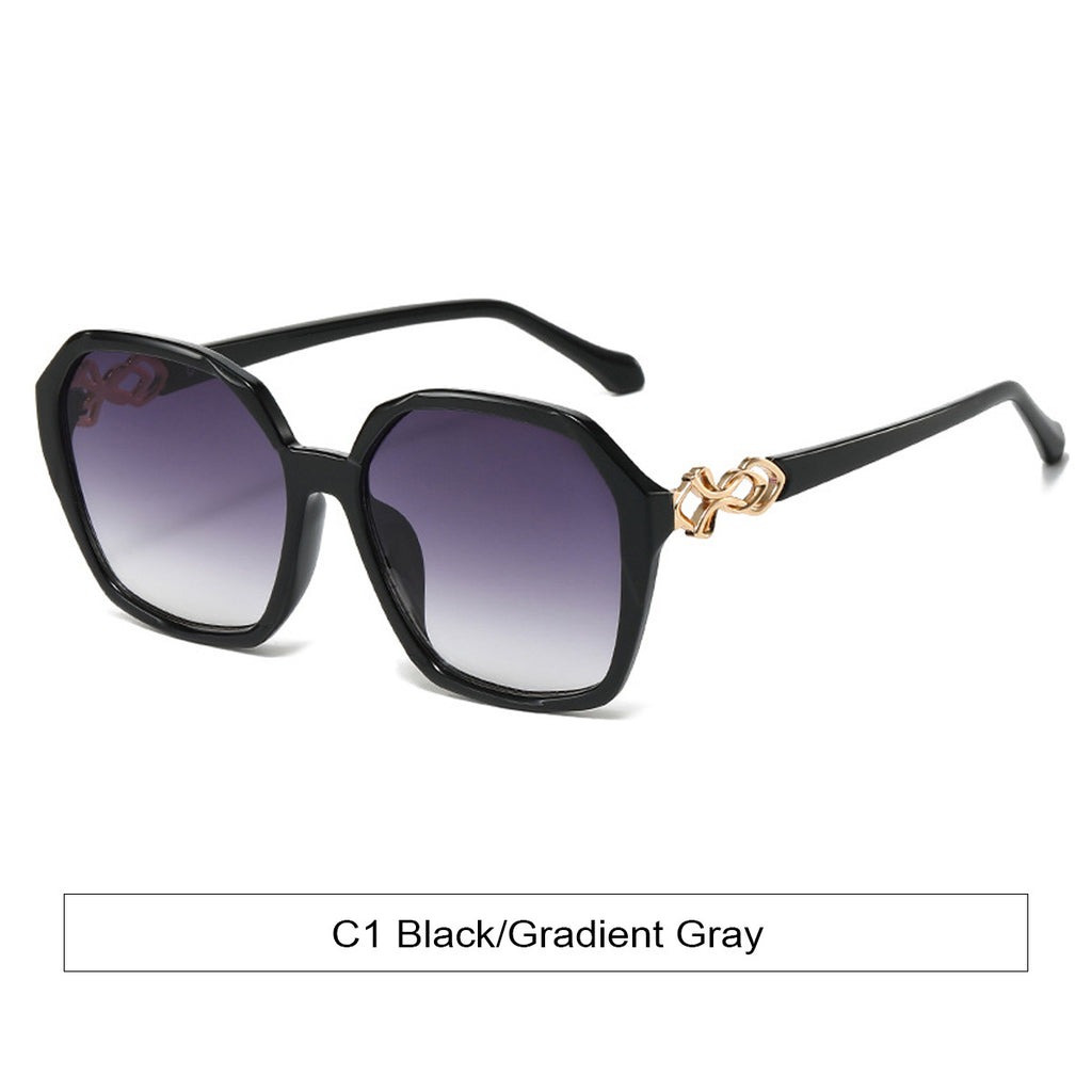 Chain Detail Oversized Gradient Sunglasses - Black - 1