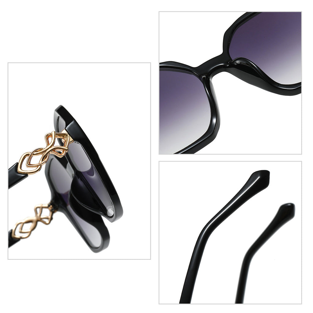 Chain Detail Oversized Gradient Sunglasses - Black - 2