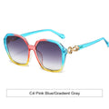 Chain Detail Oversized Gradient Sunglasses - Blue