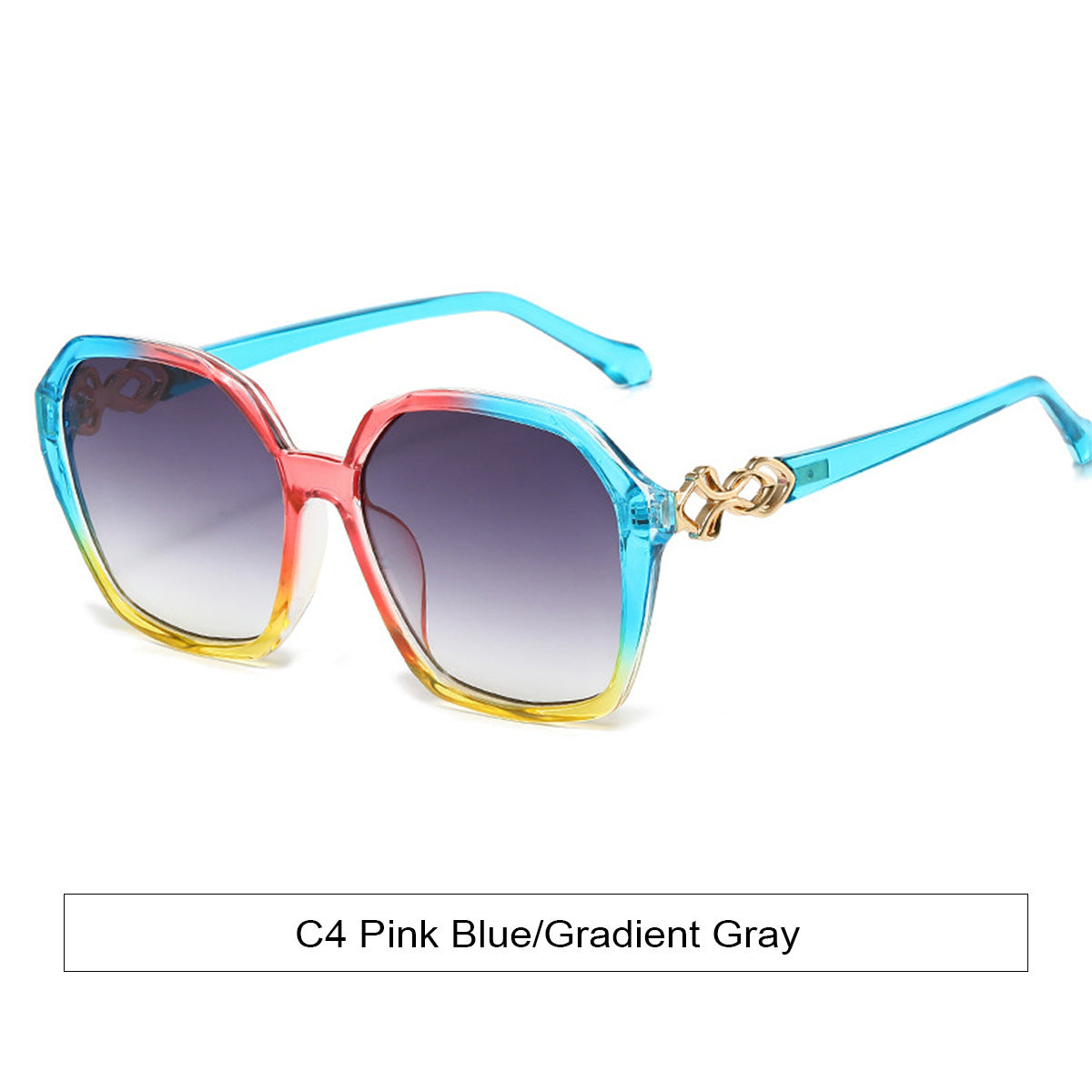 Chain Detail Oversized Gradient Sunglasses - Blue