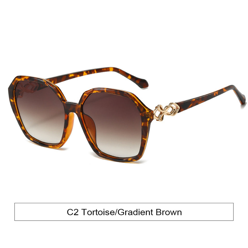 Chain Detail Oversized Gradient Sunglasses - Brown