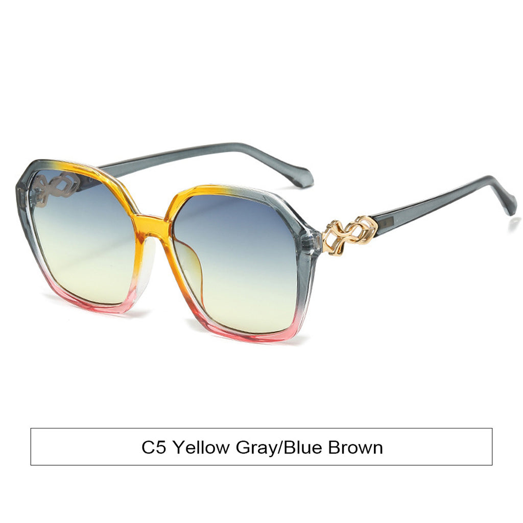 Chain Detail Oversized Gradient Sunglasses - Grey