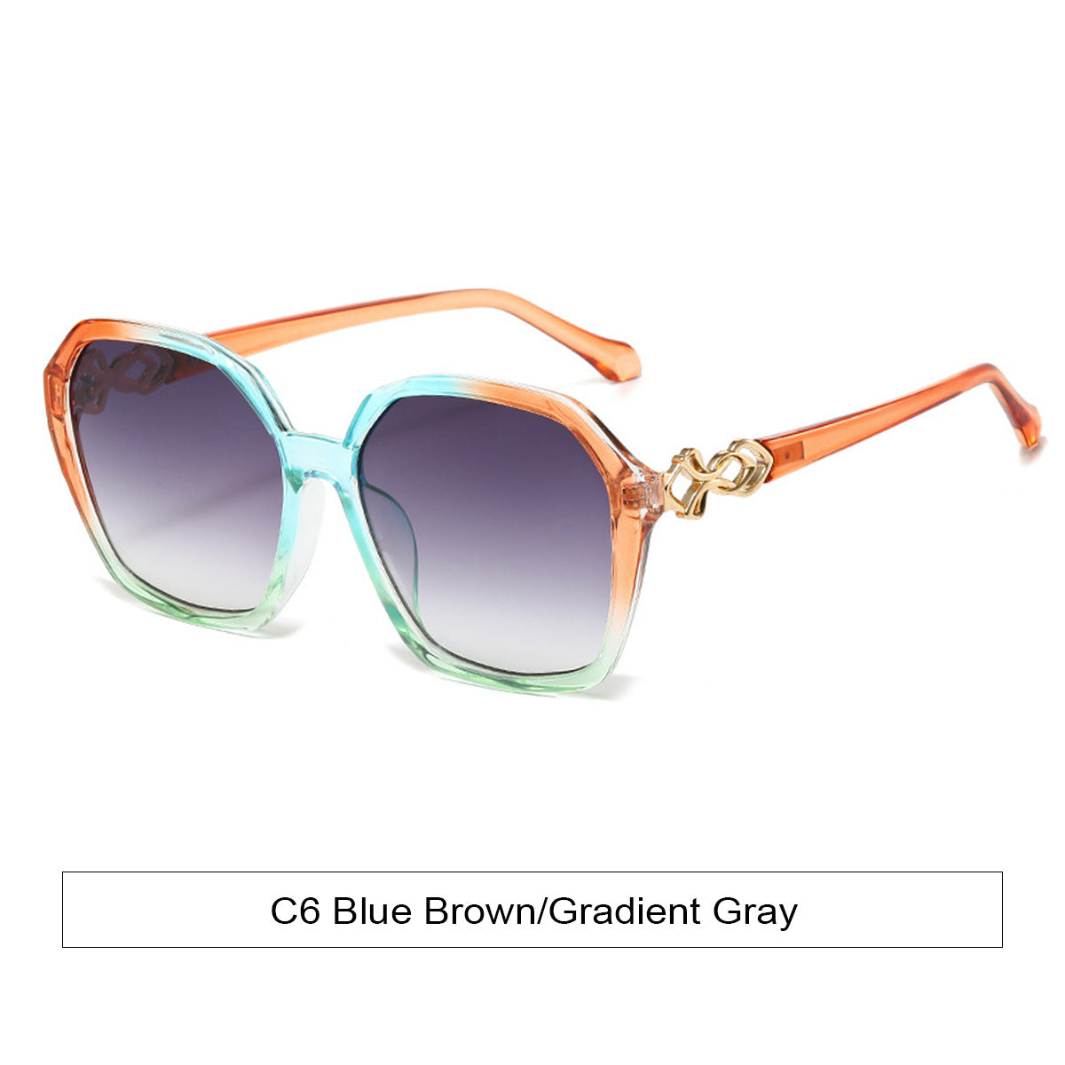 Chain Detail Oversized Gradient Sunglasses - Orange