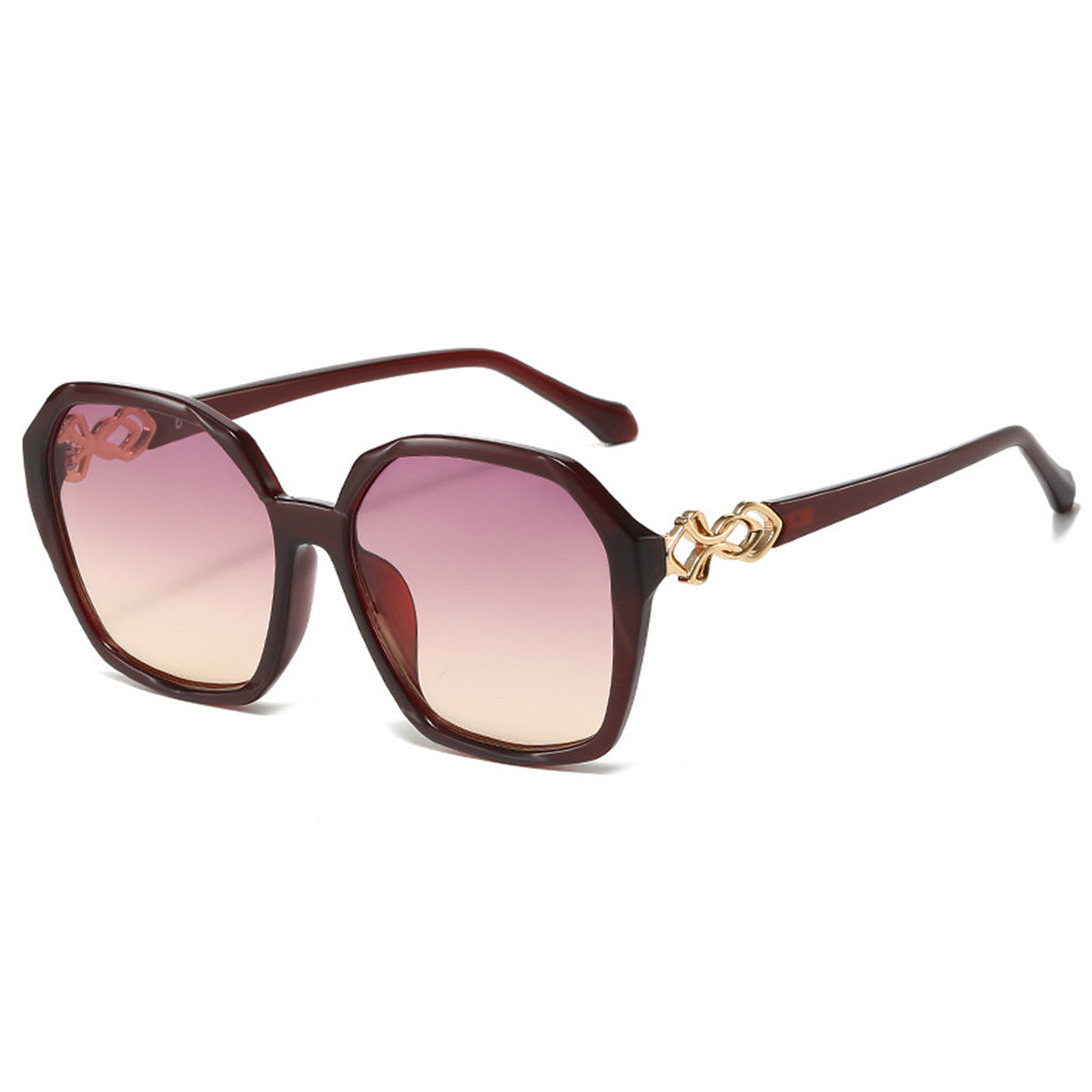 Chain Detail Oversized Gradient Sunglasses - WineRed