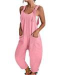 Sleeveless Tie Strap Baggy Jumpsuit - Pink