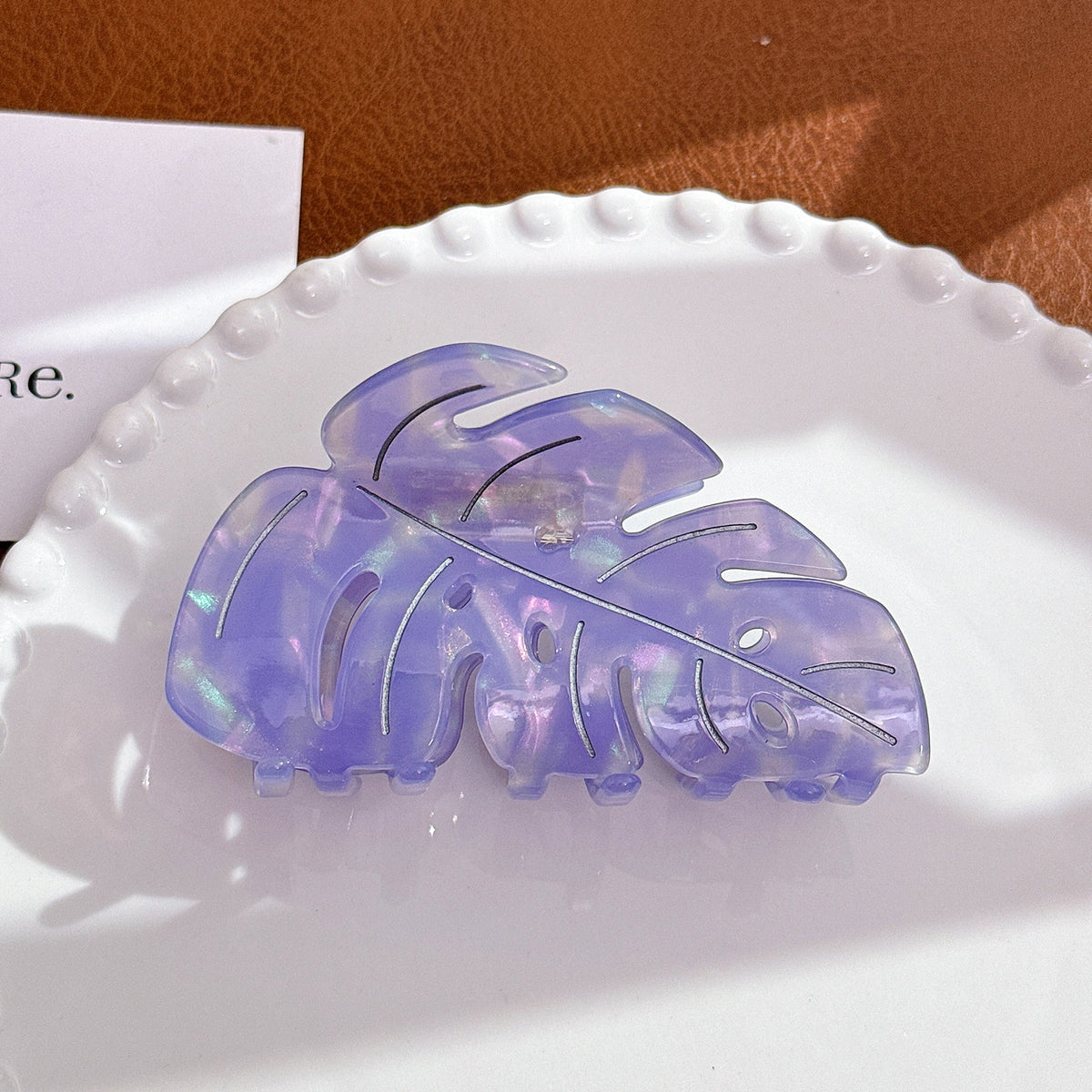 Monstera Leaf Acetate Hair Claw Clip - Purple