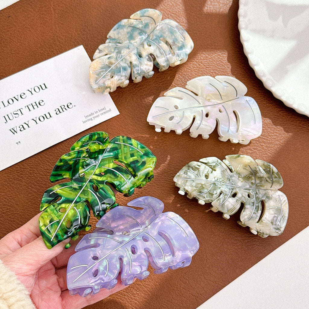 Monstera Leaf Acetate Hair Claw Clip