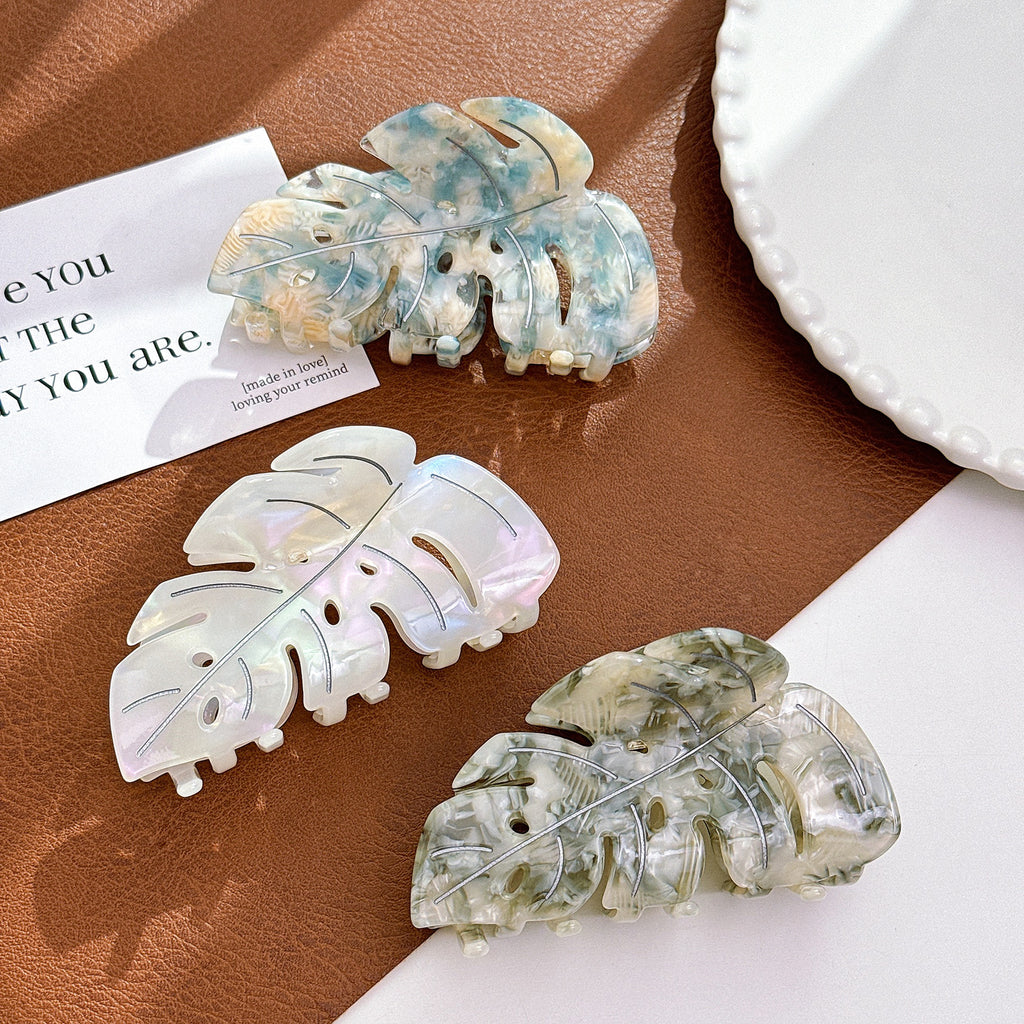 Monstera Leaf Acetate Hair Claw Clip - view 1