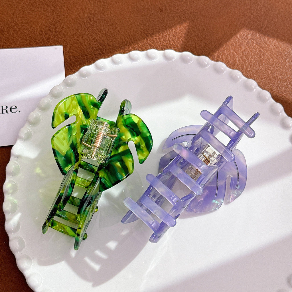 Monstera Leaf Acetate Hair Claw Clip - view 2