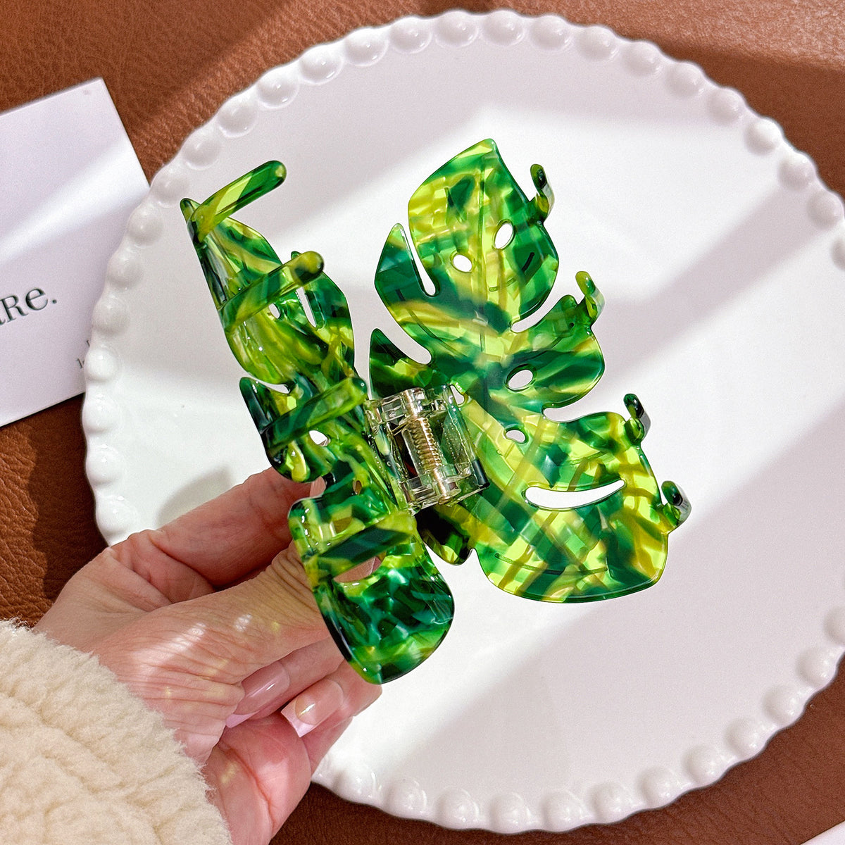 Monstera Leaf Acetate Hair Claw Clip - view 3