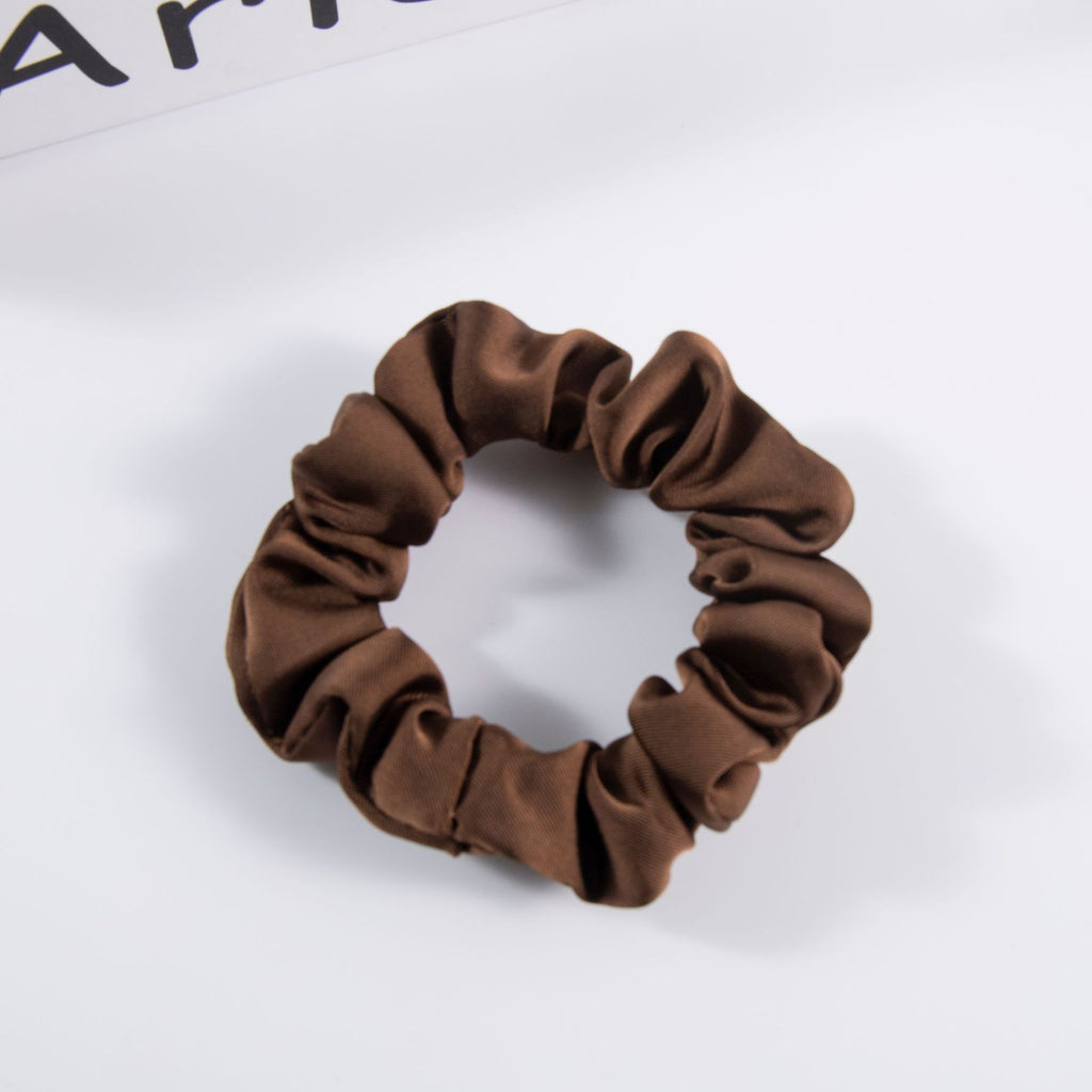 Silky Satin Scrunchies Hair Tie Set - DarkCoffee