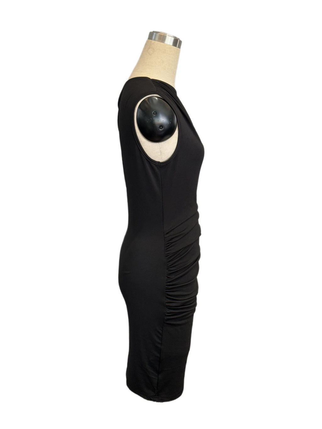 One Shoulder Ruched Bodycon Mini Dress - Black - 1