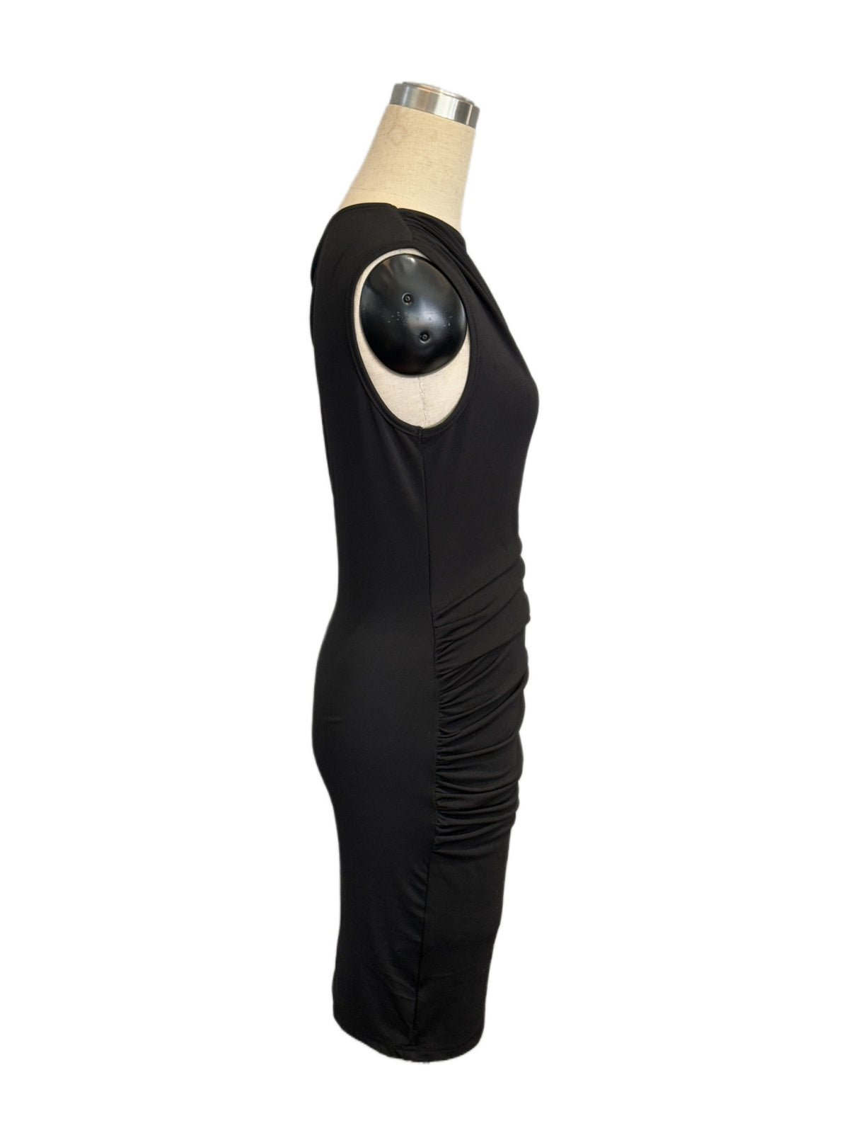 One Shoulder Ruched Bodycon Mini Dress - Black - 1