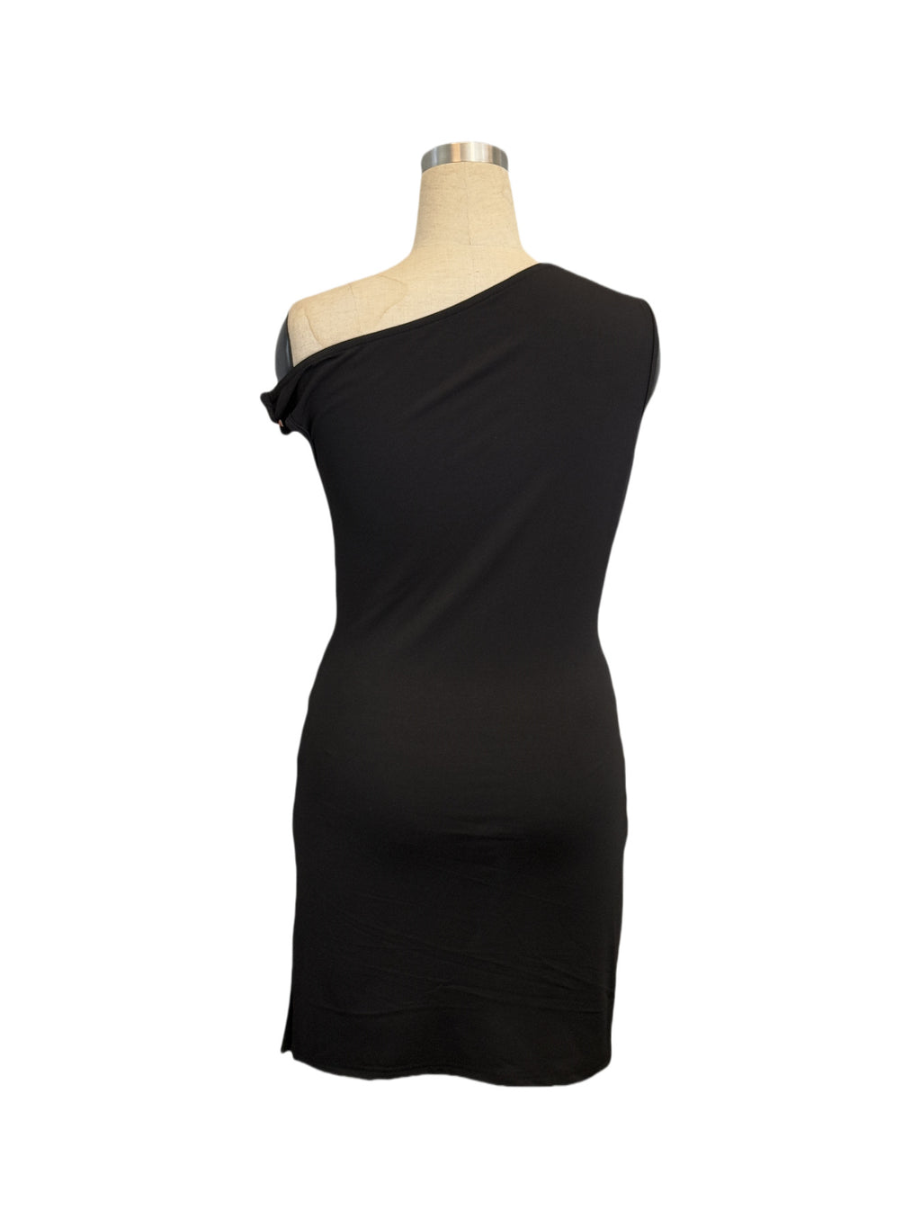 One Shoulder Ruched Bodycon Mini Dress - Black - 2