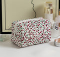 Quilted Boxy Makeup Bag With Zip Closure - NO02