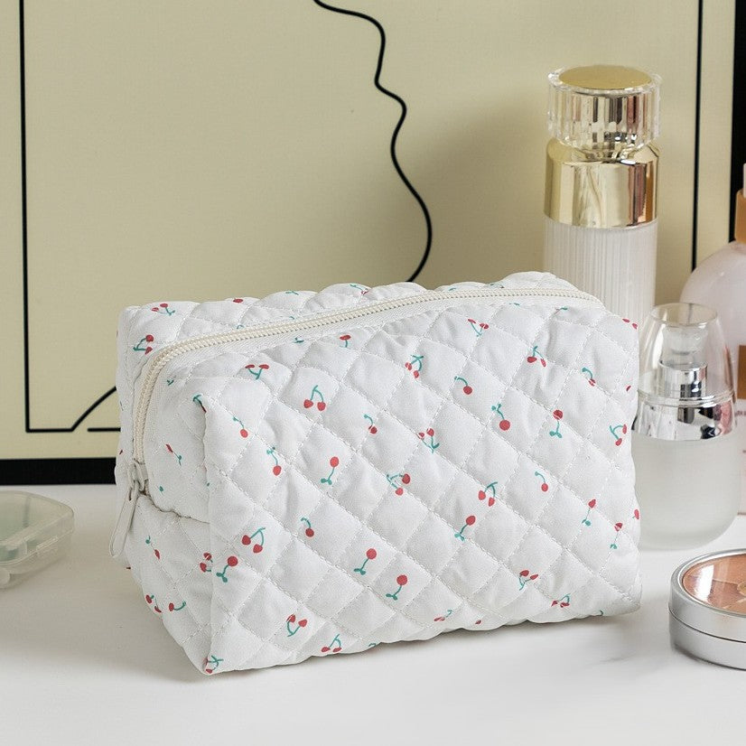 Quilted Boxy Makeup Bag With Zip Closure - NO11