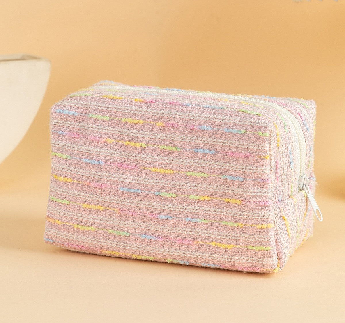 Quilted Boxy Makeup Bag With Zip Closure - NO18