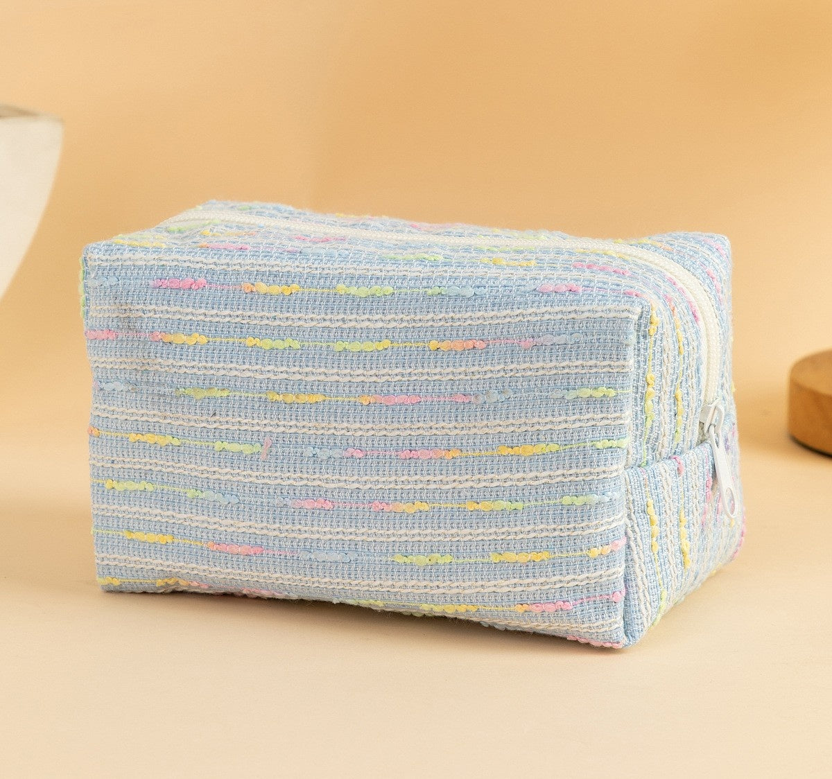Quilted Boxy Makeup Bag With Zip Closure - NO19