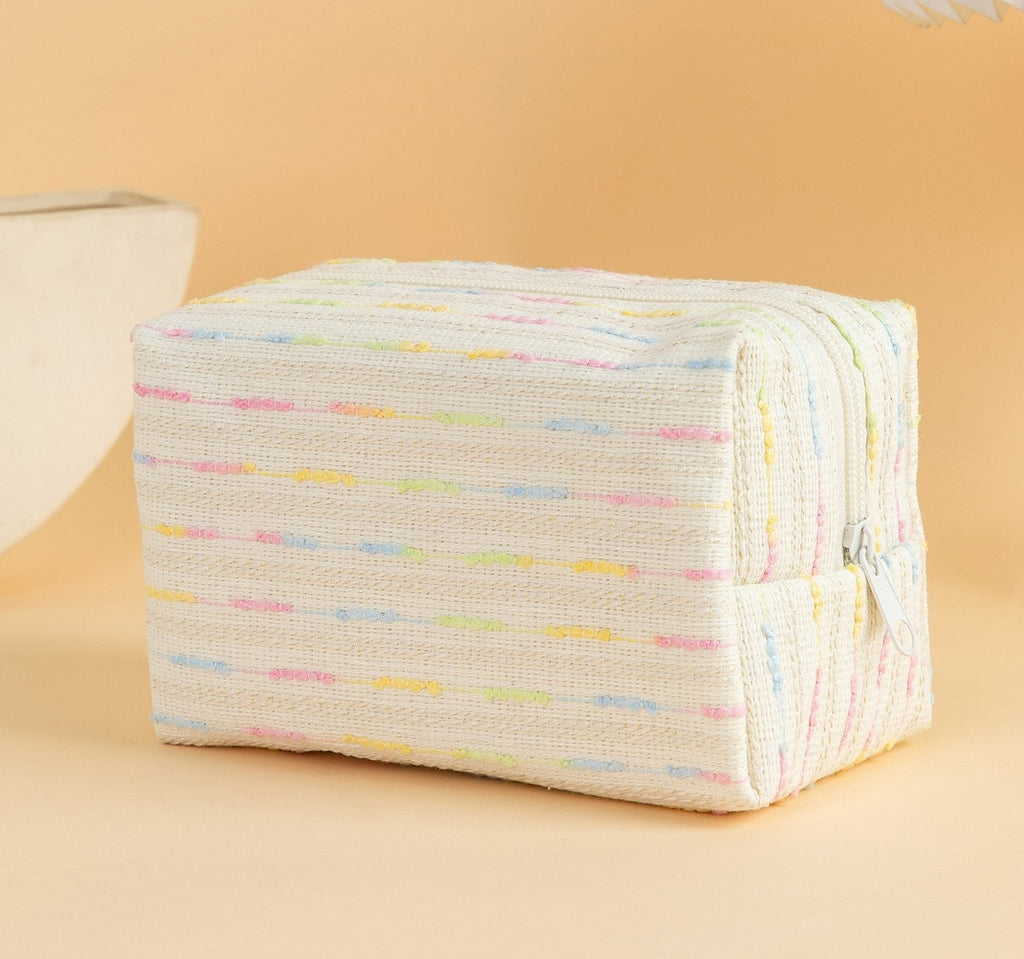 Quilted Boxy Makeup Bag With Zip Closure - NO20
