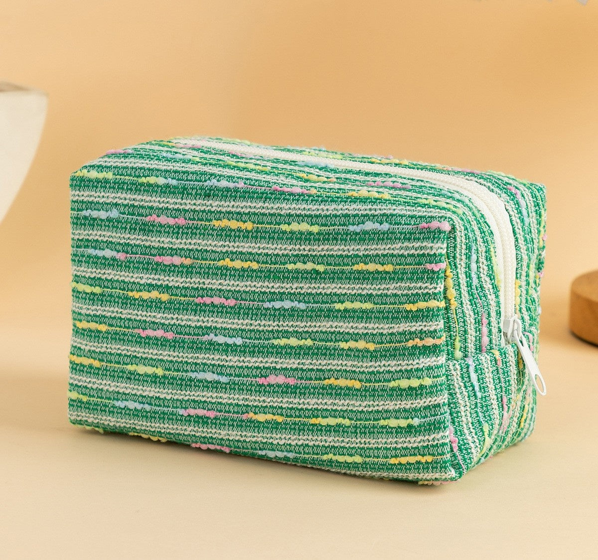Quilted Boxy Makeup Bag With Zip Closure - NO21