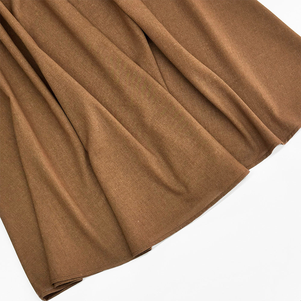 Scoop Neck Trapeze Maxi Dress - Brown - 4