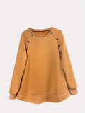 Button Detail Raglan Tunic Sweatshirt - Orange