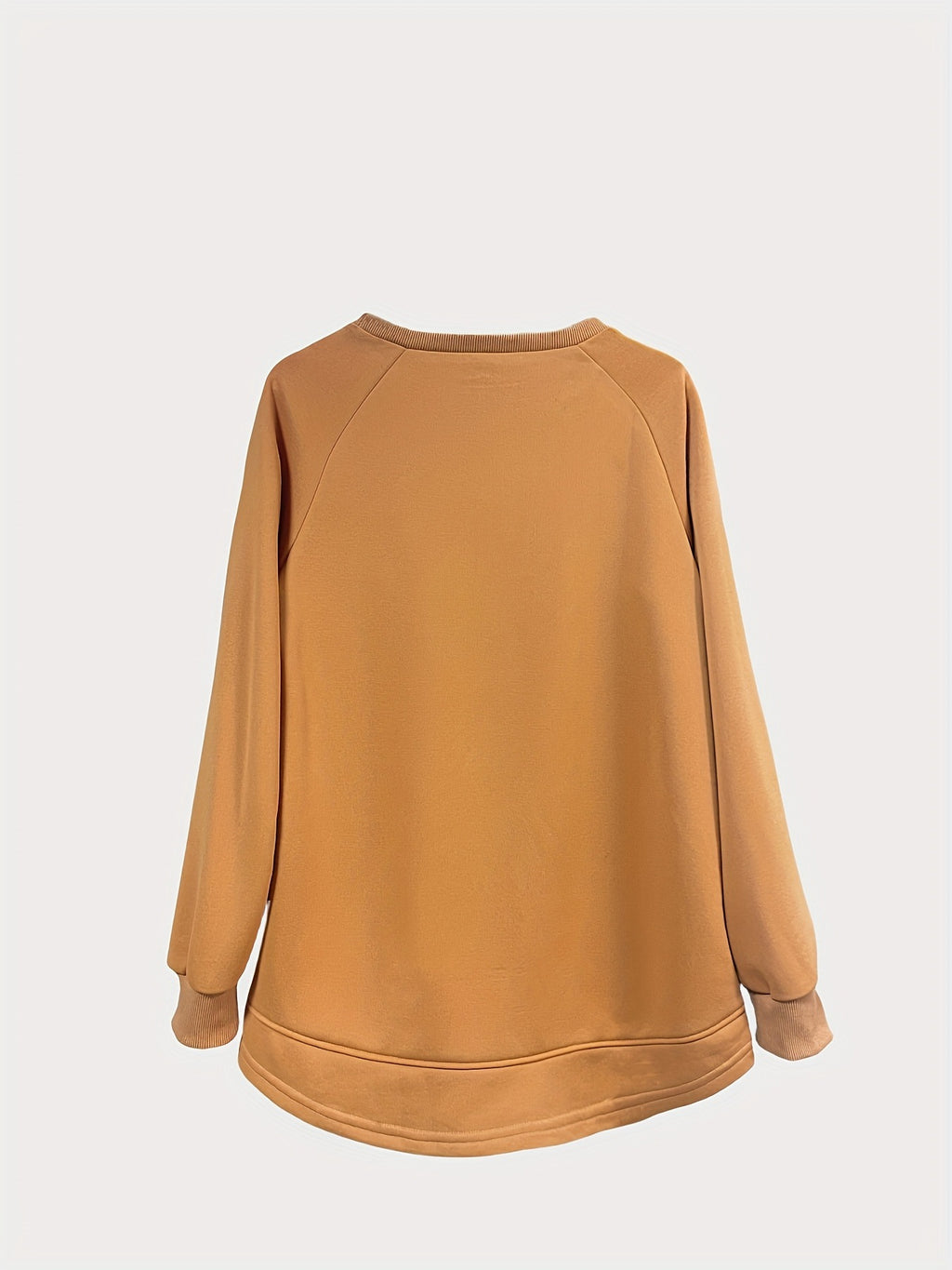 Button Detail Raglan Tunic Sweatshirt - Orange - 1