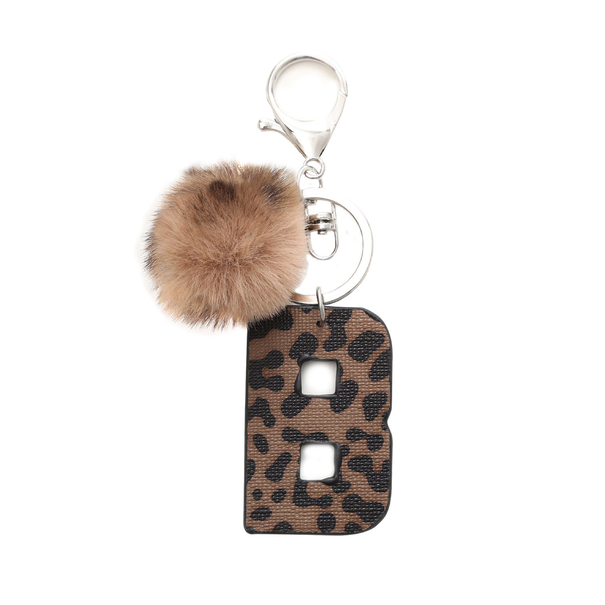Leopard Initial Letter Keychain Bag Charm - Letter_B