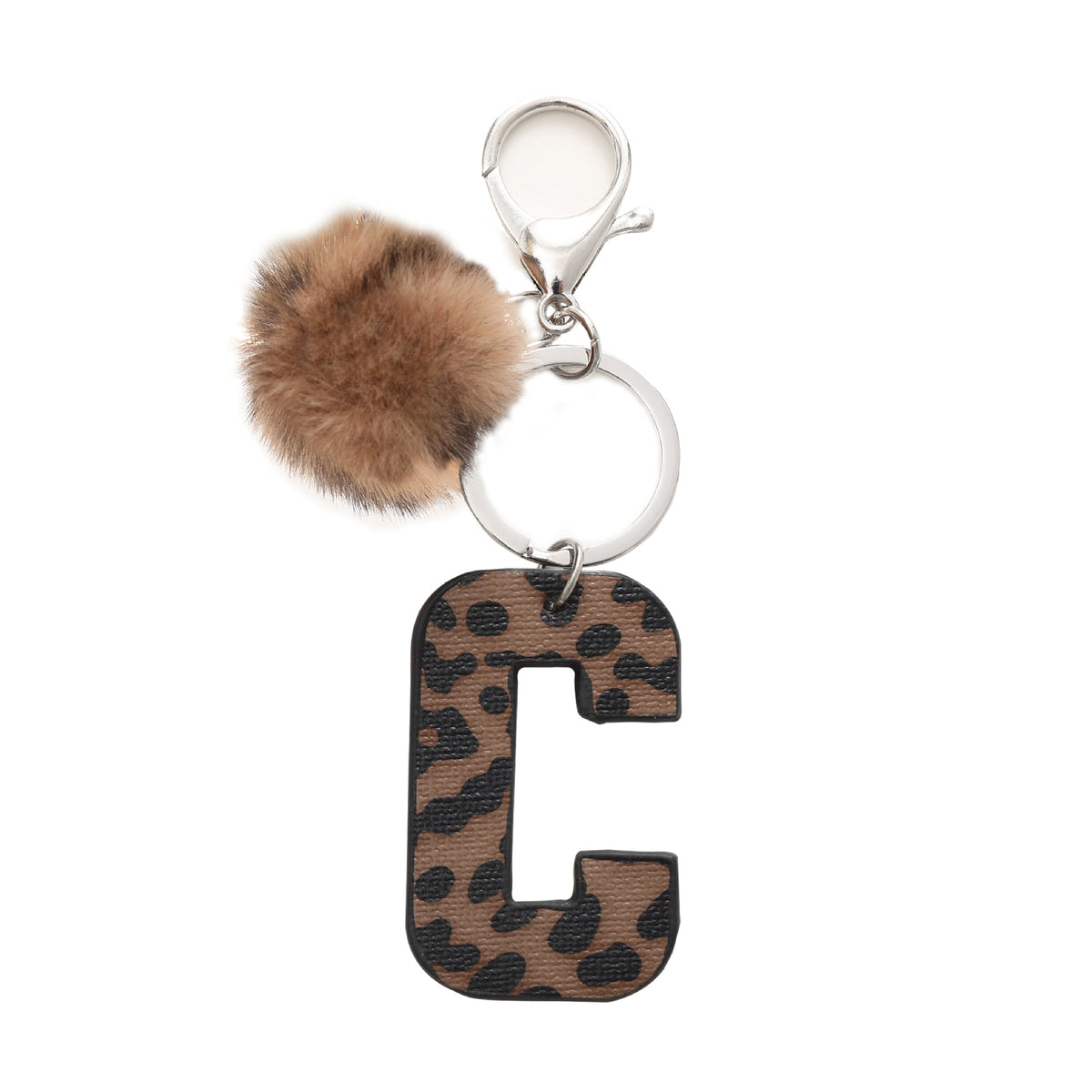 Leopard Initial Letter Keychain Bag Charm - Letter_C