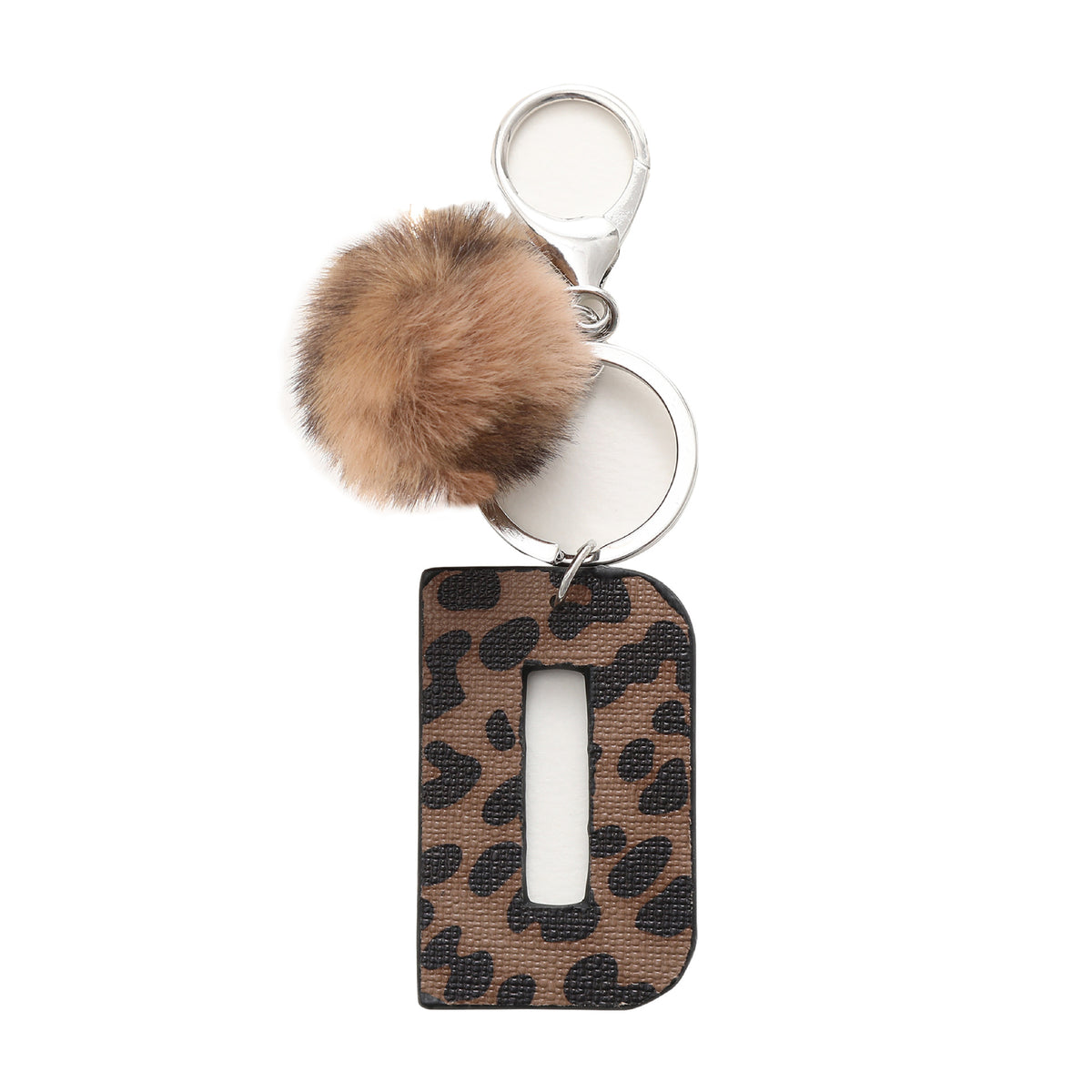 Leopard Initial Letter Keychain Bag Charm - Letter_D