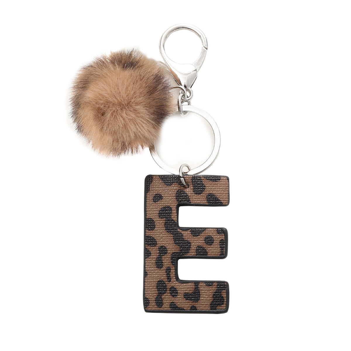 Leopard Initial Letter Keychain Bag Charm - Letter_E