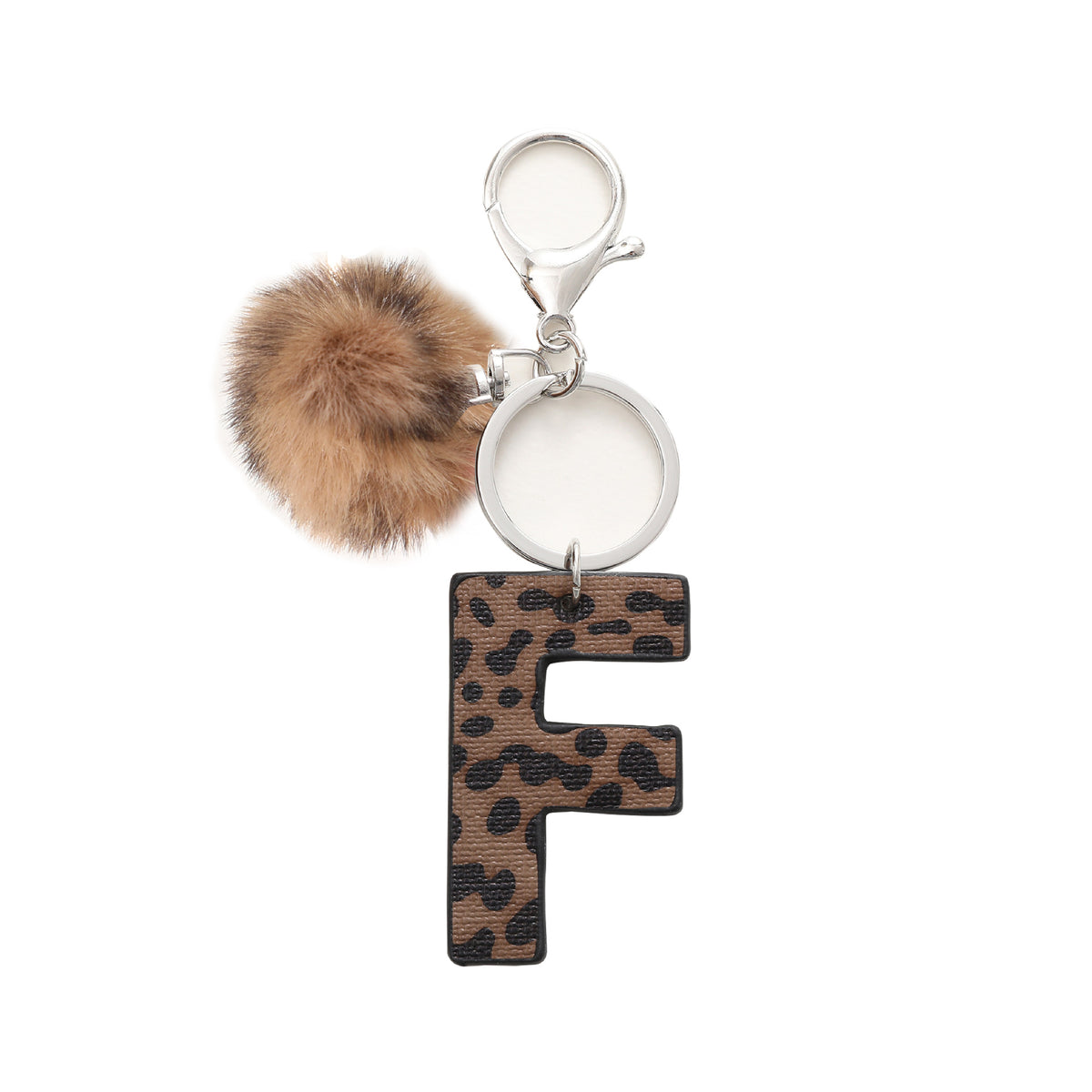Leopard Initial Letter Keychain Bag Charm - Letter_F