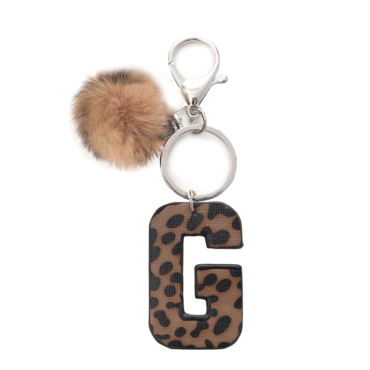 Leopard Initial Letter Keychain Bag Charm - Letter_G