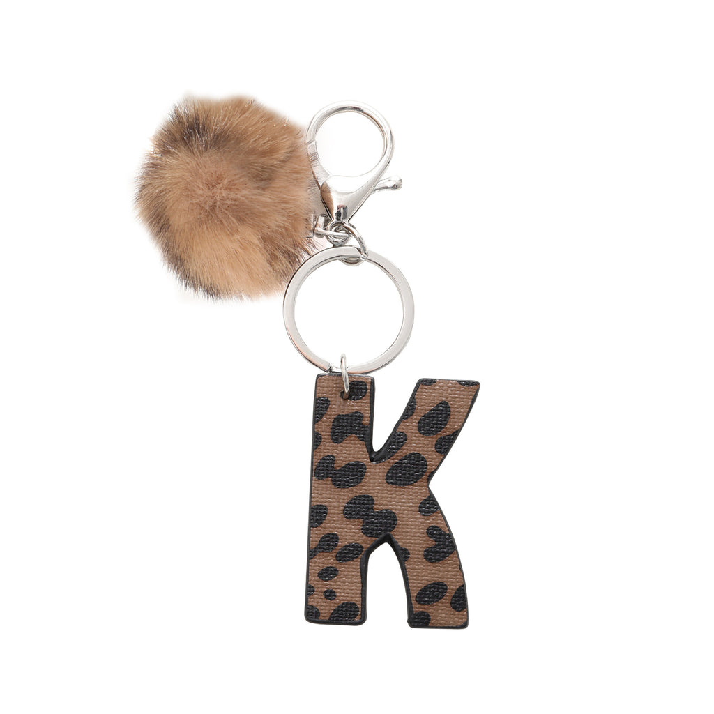 Leopard Initial Letter Keychain Bag Charm - Letter_K