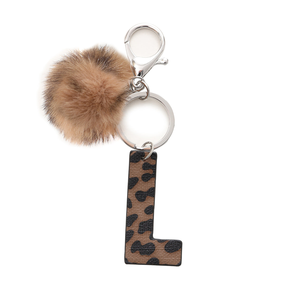 Leopard Initial Letter Keychain Bag Charm - Letter_L