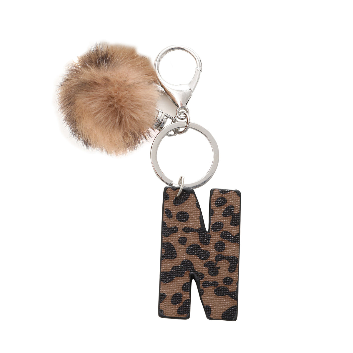 Leopard Initial Letter Keychain Bag Charm - Letter_N