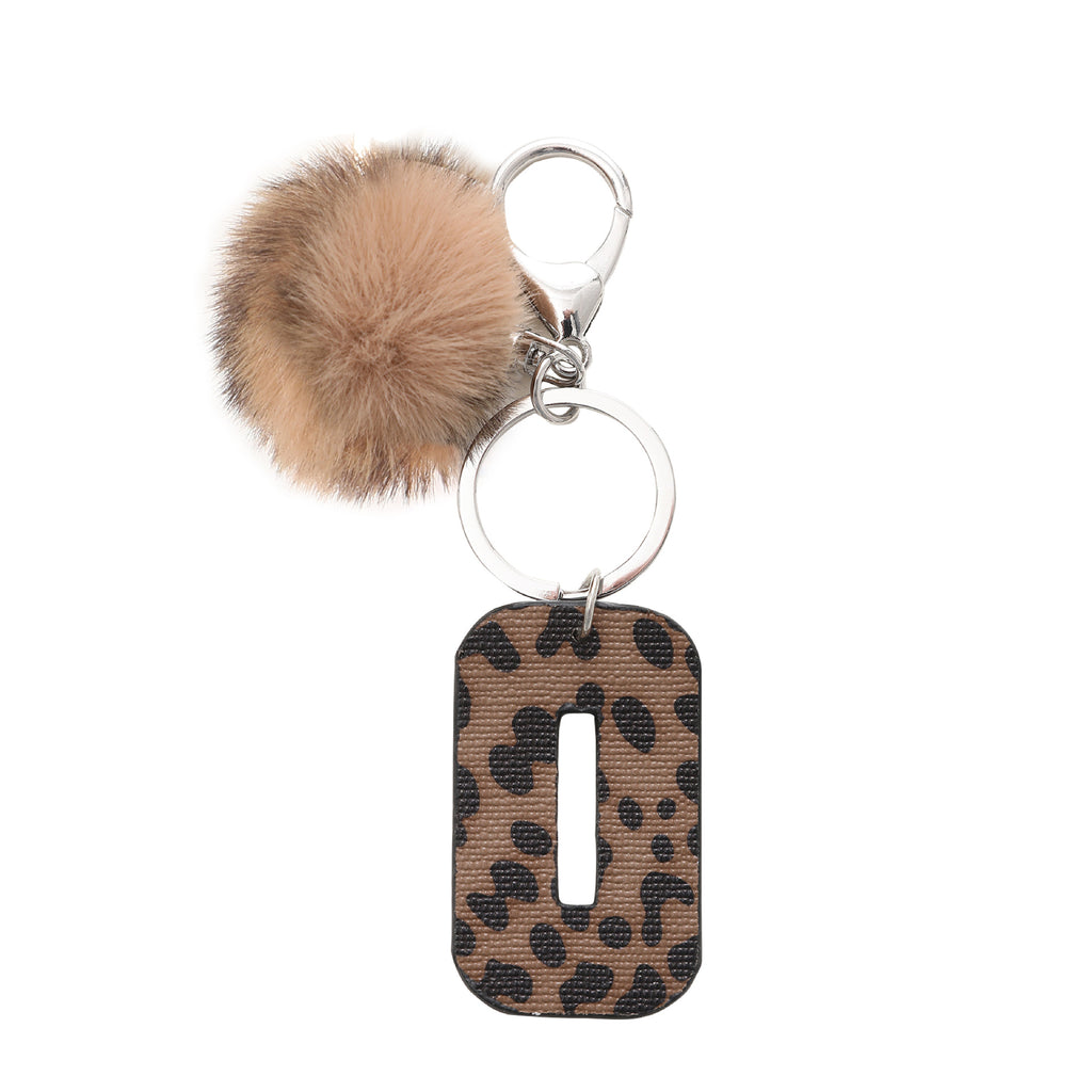 Leopard Initial Letter Keychain Bag Charm - Letter_O