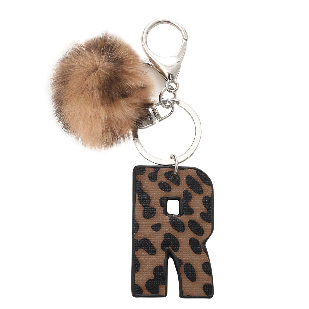 Leopard Initial Letter Keychain Bag Charm - Letter_R