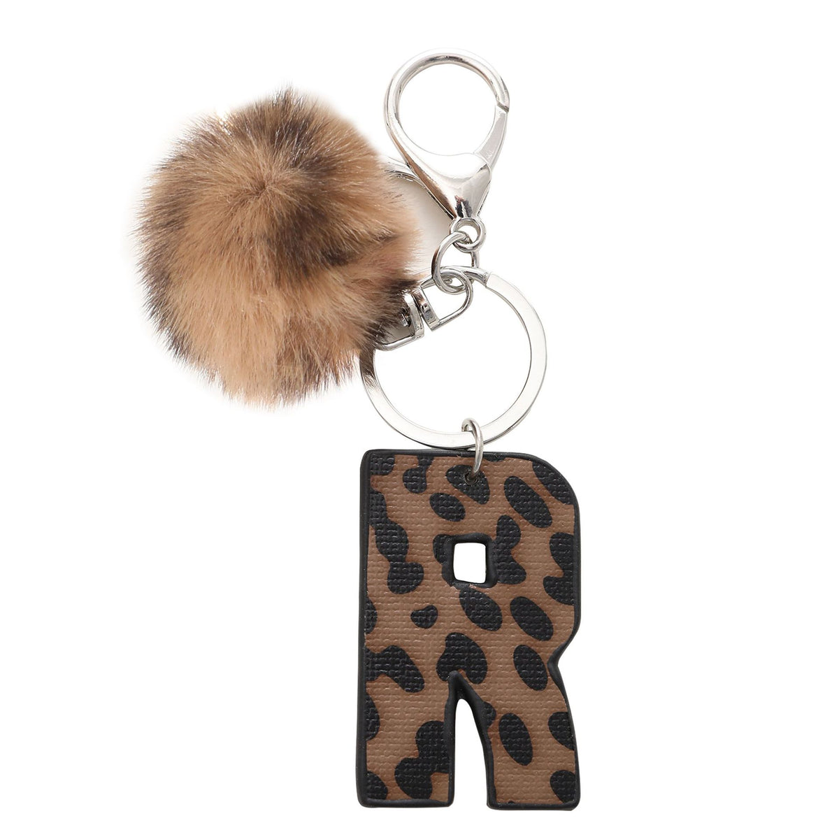 Leopard Initial Letter Keychain Bag Charm - Letter_R