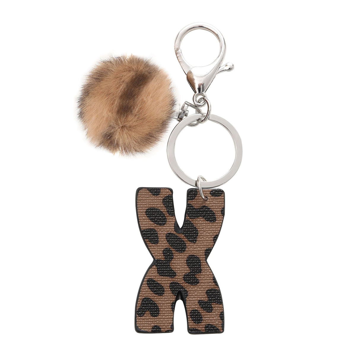 Leopard Initial Letter Keychain Bag Charm - Letter_X